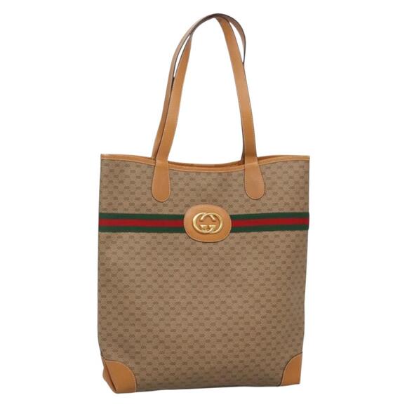 GUCCI Micro GG Supreme Web Sherry Line Bag Pvc Beige Gold 002 904 - Picture 1 of 16
